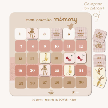 MEMORY  EN VINYL ET LES 30 CARTES PERSONNAGES