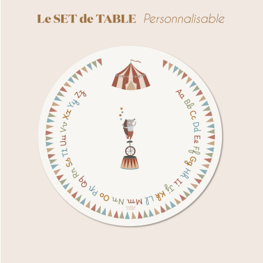 SET DE TABLE CIRCUS ALPHABET-personnalisable