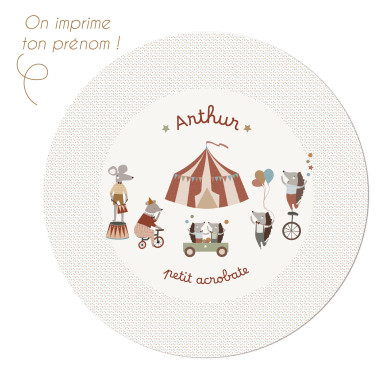 SET DE TABLE - CIRCUS  les acrobates -personnalisable