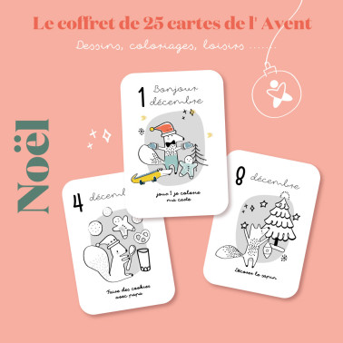 Coffret de 25 cartes de l'Avent à colorier