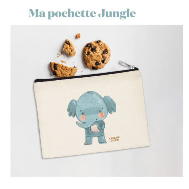 Pochette zippée élephant