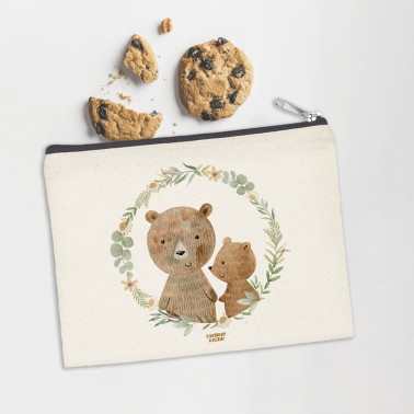 Pochette zippée Famille ours