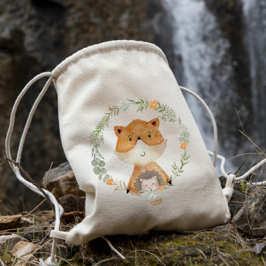 Sac à Dos à Bretelles les Aquarellés Renard Et Hérisson