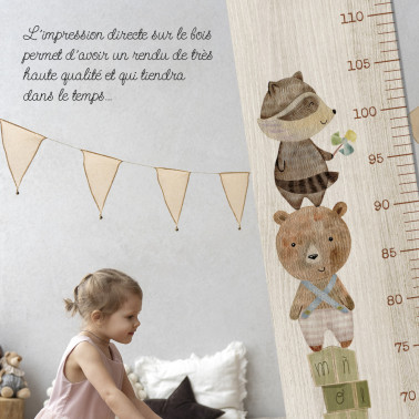 Toise en Bois Les Jouets Ours & Raton