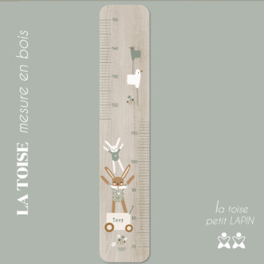 Toise en bois Lapin doudou sauge