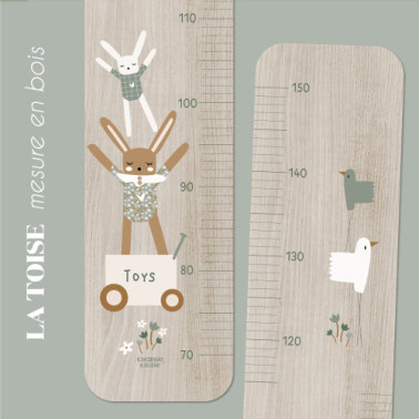 Toise en bois Lapin doudou sauge