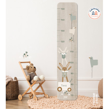 Toise en Bois Lapin doudou sauge