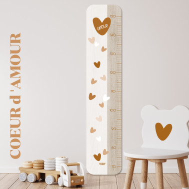Toise en Bois Amour - Coeur crème