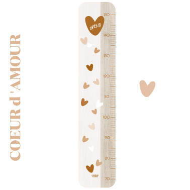 Toise en Bois Amour - Coeur crème