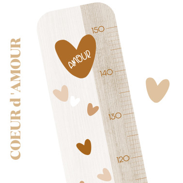Toise en Bois Amour - Coeur crème