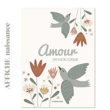 Affiche - Floral Amour de mon coeur