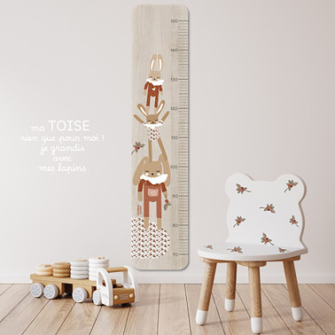 Toise en bois 3 lapins Graou
