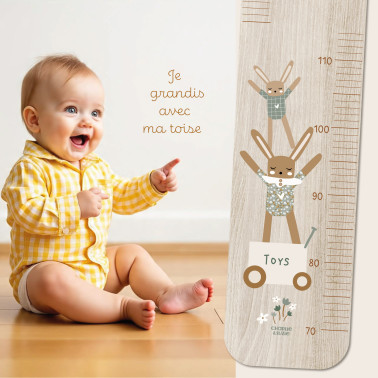 Toise en Bois Lapin doudou sauge