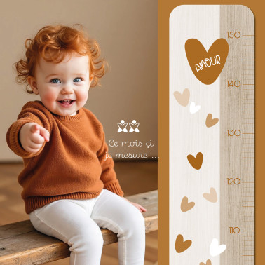 Toise en Bois Amour - Coeur crème 