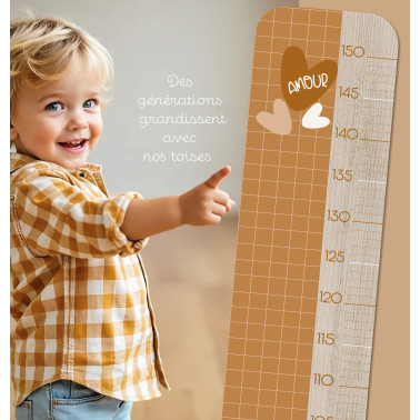 Toise en Bois Carreau Caramel - Coeur