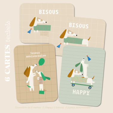 Set de cartes d'invitations anniversaire (6 cartes)