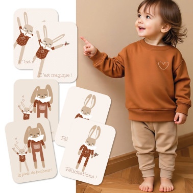 Lot de 6 cartes "Événements heureux" Lapin
