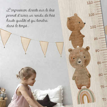 Toise en Bois Petits Ours Et Ballons