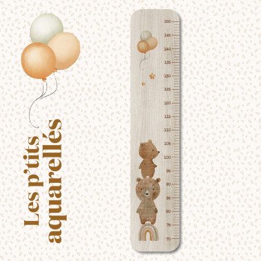 Toise en Bois Petits Ours Et Ballons