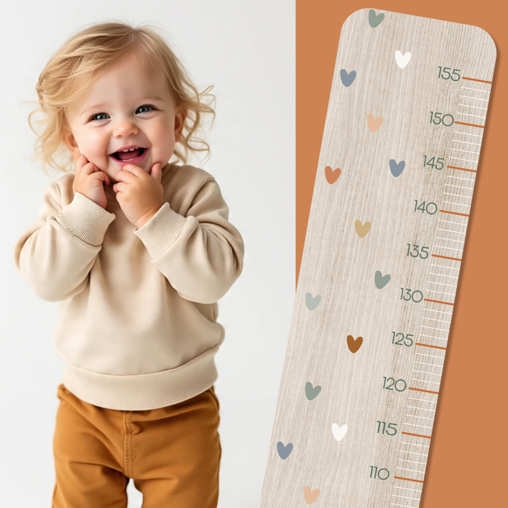 Toise en bois MAHAUT COEUR MULTICOLORE