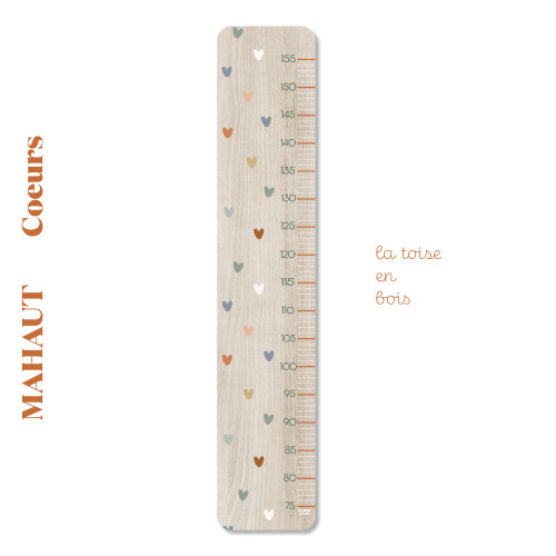 Toise en bois MAHAUT COEUR MULTICOLORE