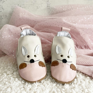 CHAUSSONS CUIR LAPIN